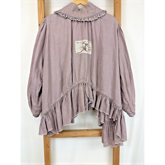 Magnolia Pearl Mauve Boho Ruffle Button Up Top / Jacket #1397 Size One Size - Picture 7 of 10
